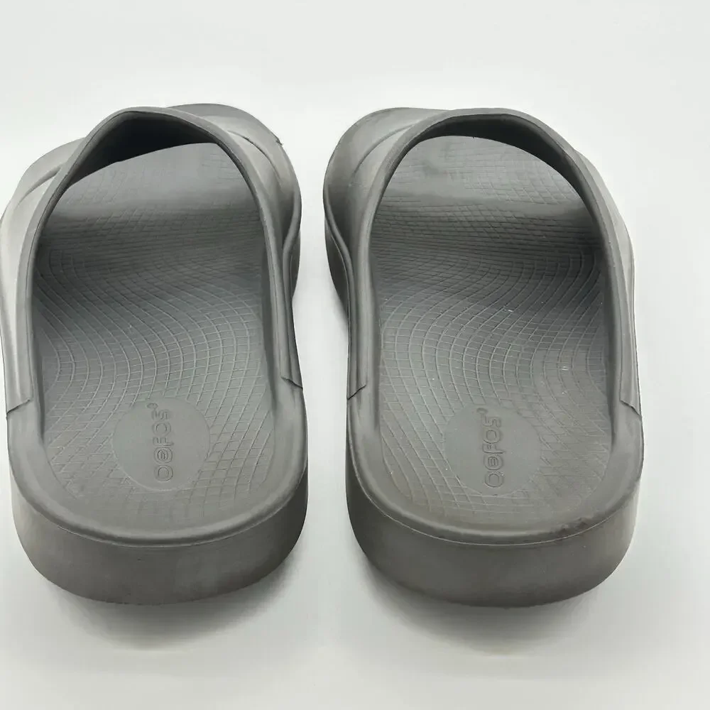 OOFOS OOahh Slide Sandal Gray Recovery Comfort Shoes Men 10 Women's 12